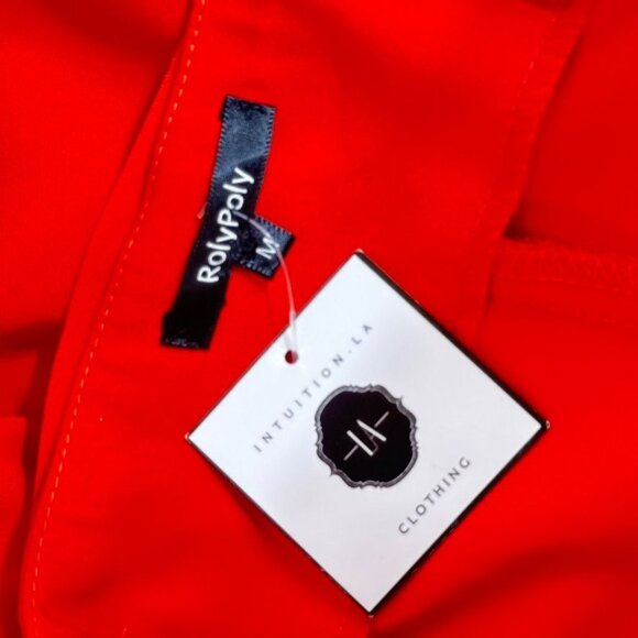 ROLYPOLY Women's High-Waisted Red Shorts Belted Stretch Cotton Blend Zips Size M - Picture 7 of 10